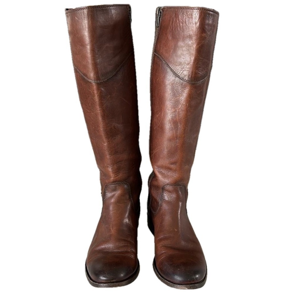 Frye 4001 Buttery Soft Leather Round Toe Tall Riding Boots 8.5 Inside Zipper - Picture 3 of 16